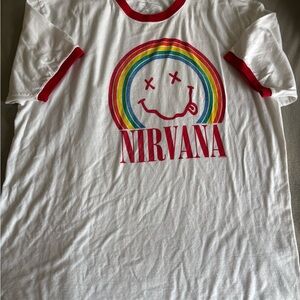 NIRVANA White Tee with Red Trim